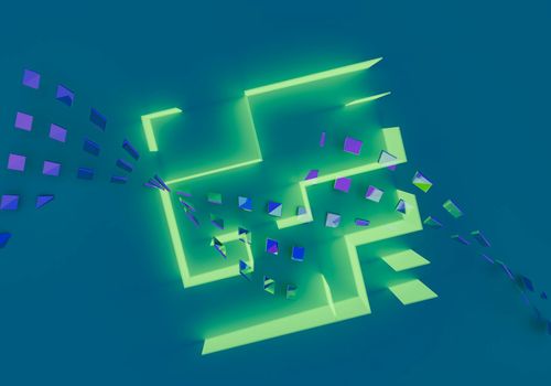 Abstract blue neon stability visual for men